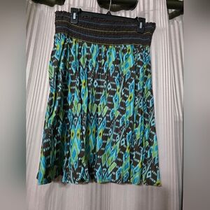 Trendy Geometric Mini Skirt - Aqua and Chocolate